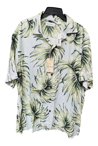 Caribbean - Camisa Hawaiana Estampado Hojas Verdes De Hombre