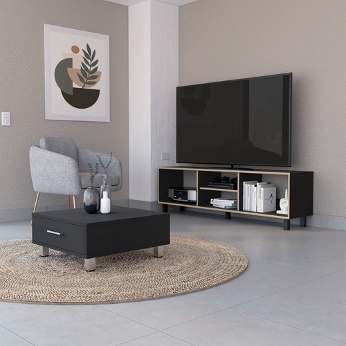 Rack Tv 65 + Mesa De Centro 1c Nomik - Wengue / Duna