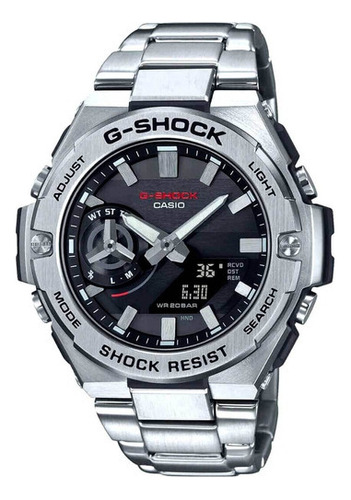 Relógio Casio G-shock Gst-b500d-1adr *bluetooth Tough Solar Cor da correia Prateado Cor do bisel Prateado Cor do fundo Preto