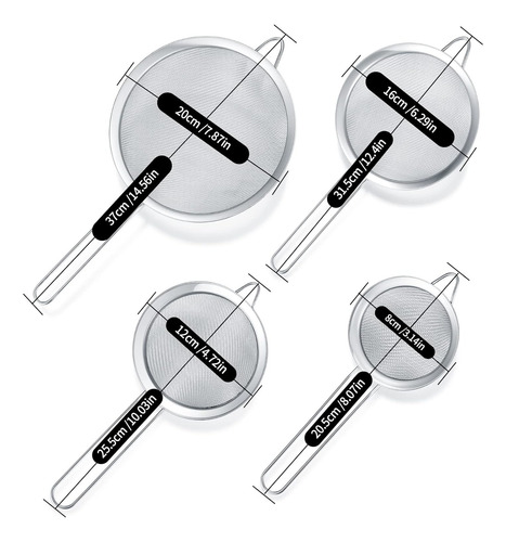Coladores Cernidores Escurridor Acero Inoxidable Juego 5 Pzs Plateado