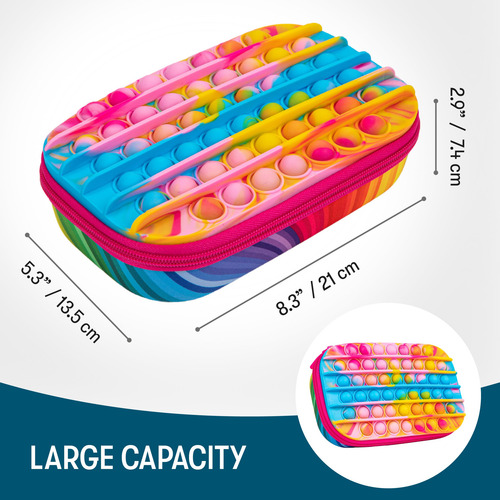 Caja De Lápices Pop Arcoíris Estuche Sensorial De Silicona