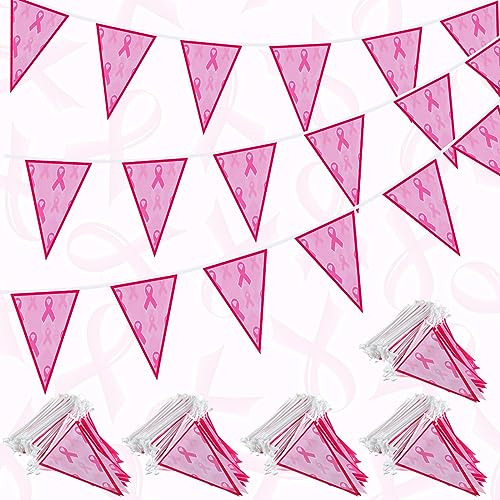200 Pcs Breast Cancer Awareness Pennant Banner 207 Ft P...