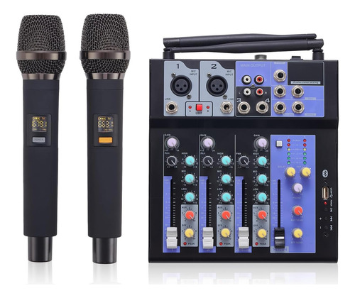 Mezclador De Audio Profesional De Siking Con Micrófono Dual,