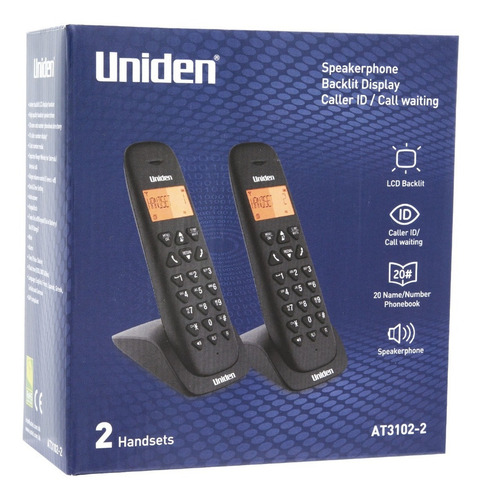 Imagen 3 de 5 de Telefono Inalambrico Duo Uniden At3102-2 Con Altavoz