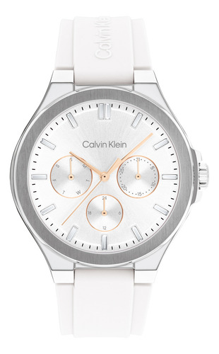 Reloj Calvin Klein Mujer Vibrancy 25100106 Blanco 38mm Bisel Plateado