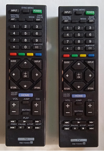 Control Remoto Tv Sony Bravia Modelo Rm-yd093 Lcd Led 