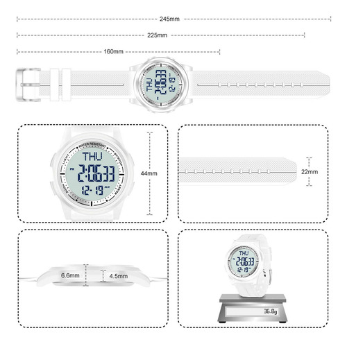 Reloj Digital Beeasy Resistente Al Agua Con Cronómetro Y Ala