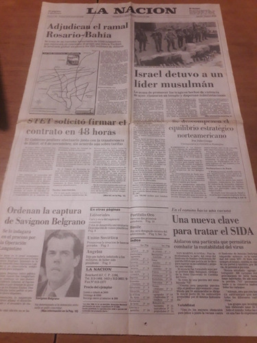 Tapa Diario La Nación 10 10 1990 Ferrocarriles Operación Lan