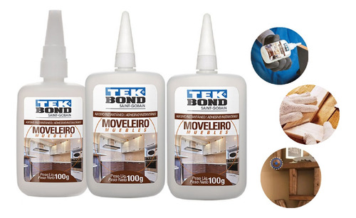 3x Colas Instantanea Adesivo 100g Super Bond 793 Moveleiro