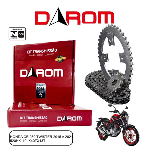 Kit Transmissão Relação Darom Honda Cb Twister 250 2016 2021