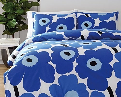 Marimekko Unikko Juego De Fondo Nórdica Algodón Azul Full Qu