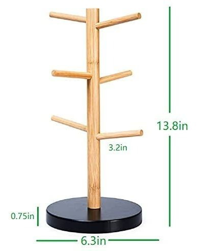 Imagen 4 de 6 de Lx Soporte Para Tazas De Bambú, Árbol De Taza De Café, Porta