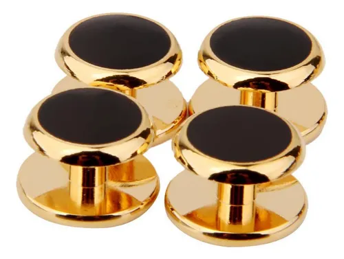 1par Gemelos De Camisa Traje Botón De Collar Color Oro