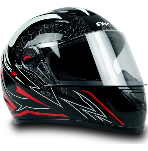 Imagem 5 de 6 de Capacete Narigueira Moto Gt2 Preto Branco Vermelho Brilho