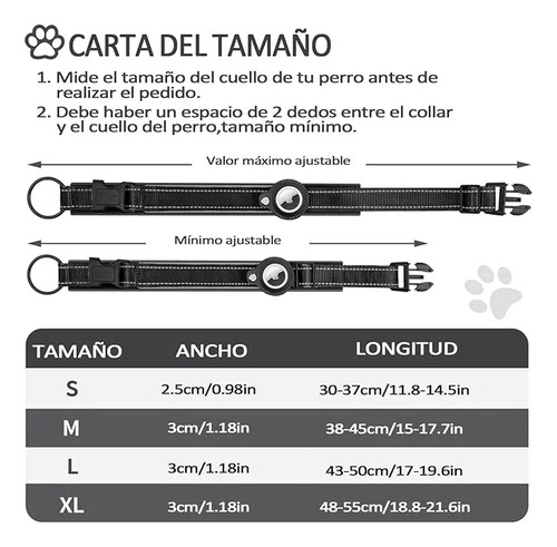 Collar Perro Airtag,con Funda Airtag,ajustable Caqui Corazones Xl