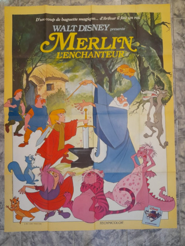 Afiche Original-merlin El Mago - Dibujos - W. Disney