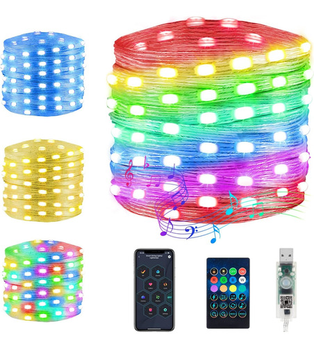 Cadena De Luces Led Navideñas Inteligente De 10 Metros Usb