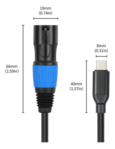 Cable Usb C A Xlr Macho, Conector De Audio,, 300cm