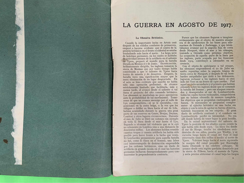 Antiguo Folleto La Guerra Agosto 1917 Con Mapas (Usado)