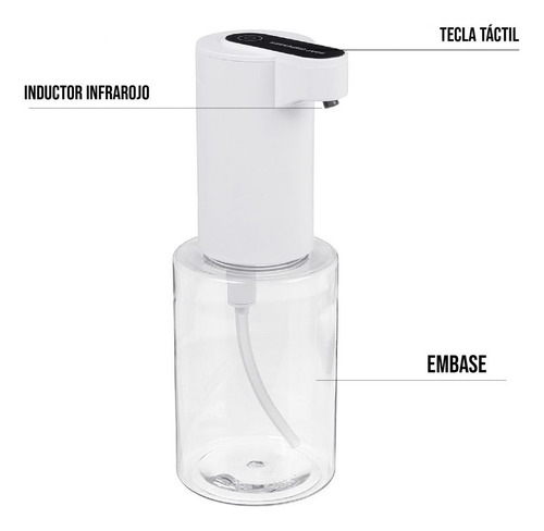 Dispensador de jabón de baño con sensor automático, color blanco