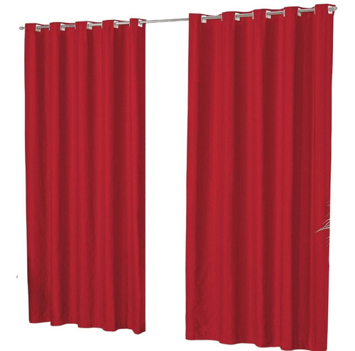 Cortina Sala 3.00m X 2.80m Flamê Rústico Varão Simples Cor Vermelho