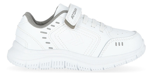 Zapatillas Atomik Marsella Infantil Velcro En Blanco Y Gris 