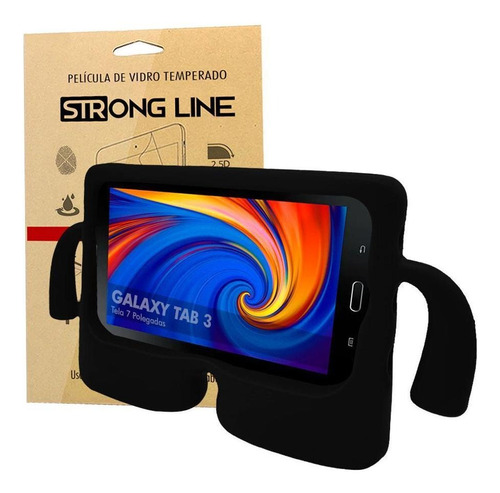 Capa Galaxy Tab 7 Polegadas Case Infantil + Pelicula - Preta