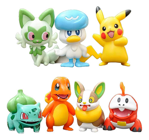 Set 7 Figuras Pokemon Pikachu Bulbasor Fuecoco Charmander