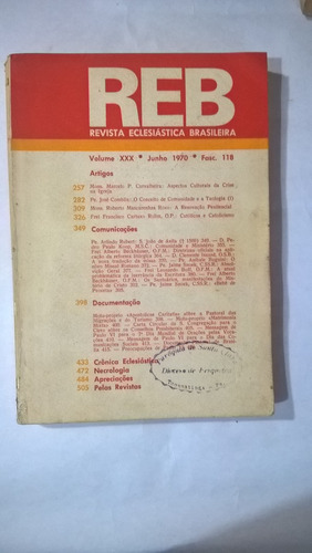 Reb Revista Eclesiástica Brasileira Junio 1970 Comblin 