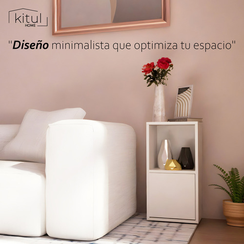 Mesa De Noche Minimalista Recámara Auxiliar Almacenamiento Acabado Mate Color Blanco frosty