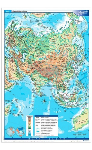 Mapa Rivadavia Oficio Asia Físico Político X 10 Unidades