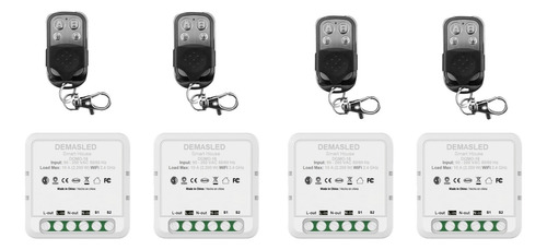 4 Controles Remotos Rf + 4 Interruptor Smart Switch Domotica