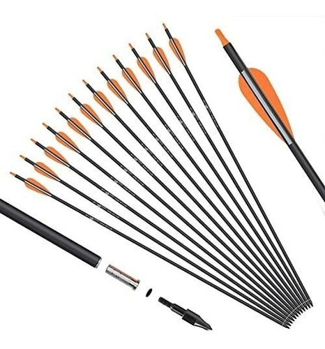 Flechas De Carbono 31.5 Spin 500 Pack 12u Naranja Blanco