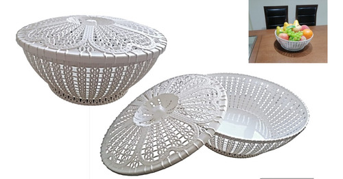 Cestas Organizador Canasta Tipo Rattan C Tapa 2 Pz Multiusos