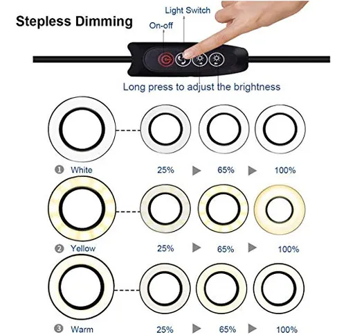 Lupa Led De 3 Aumentos, Lámpara De Aumento Flexible Con Cuel