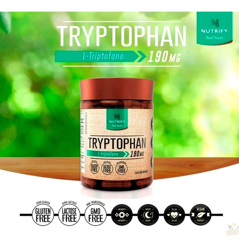 Triptofano 5htp Serotonina 60 Cáps Tryptophan Nutrify Sabor Sem sabor