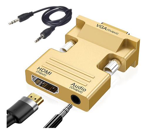 Seminer Adaptador Hdmi A Vga, 1080p Hdmi Hembra A Vga Macho