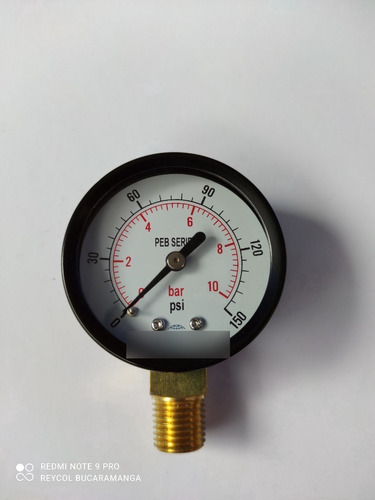 Manómetro Seco Conexión Vertical 0 - 150 Rosca De 1/4 Npt