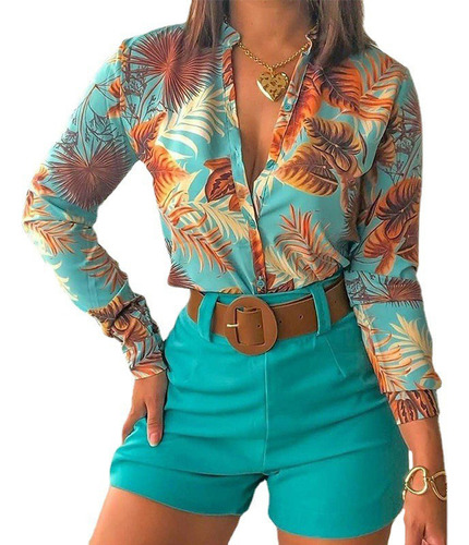 / Conjunto De Camisa Y Shorts Dama Casual Moda Playa