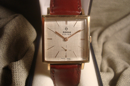 Hermoso Reloj Rado De Luxe Hombre 1958 Oro Plaque 18k Joya!! Marrón Oscuro Dorado Champagne (Usado)
