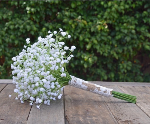 7 Hastes De Flores Artificiais Branquinha Buque De Noiva | Frete grátis