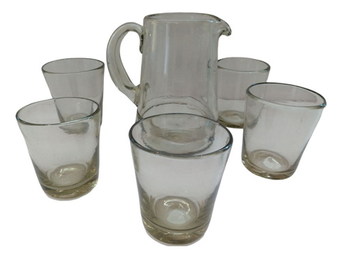 Set Jarra Para Agua Con 5 Vasos Transparente 
