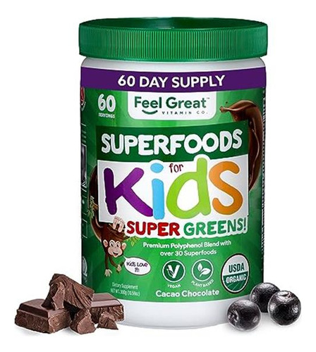 Super Greens Feel Great Para Niños - Chocolate