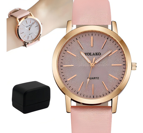 Relógio Feminino Rosê Candy Quartz Brilhante + Caixa