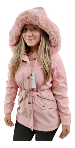 Campera Parka Mujer Larga Abrigo Moda Piel Capucha Importada