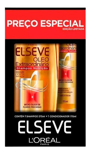 Kit Shampoo 375ml + Condic. 170ml Óleo Extraordinário Elseve