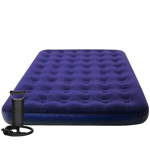 Colchon Inflable 2 Plazas Con Inflador Exahome 191x137x22 Azul