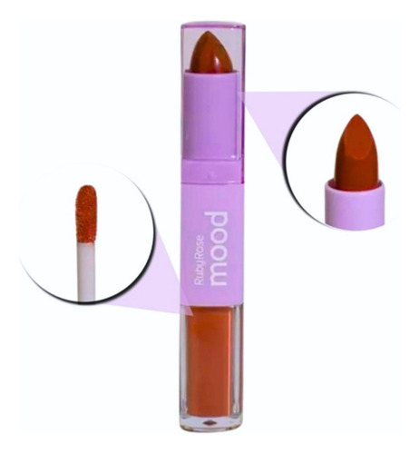 Lápiz labial Duo 2 en 1 Ruby Rose Mood Color, Cm12 (rosa y rosa), acabado mate y color hidratante Cm07