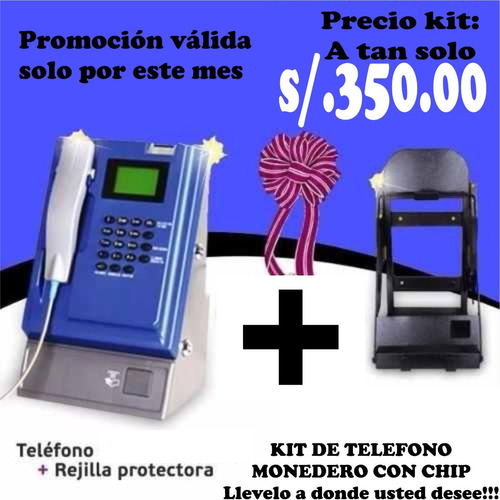 Telefono Publico Monedero Con Chip + Reja Solo Este Mes 350