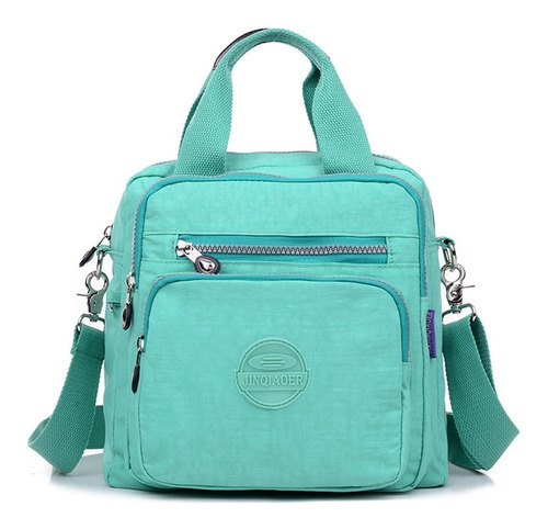 Bolsa Mochila Feminina Nylon Com Alça Removível Cor Verde-claro